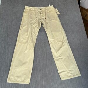 Luck in Luck Pants Mens 34x34 Beige Canvas Knee Patch Relaxed Fit Straight Leg